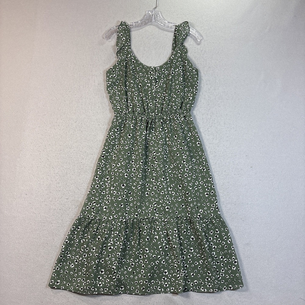 Jack BB Dakota Women Green Floral Chiffon Fit Dress Sleeveless Long Length‎ M